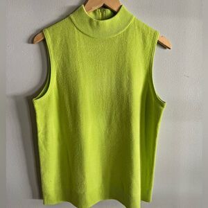 Good Clothes Neon Green Mock Neck Sweater Vest Top M-L Hong Kong Y2K 90s